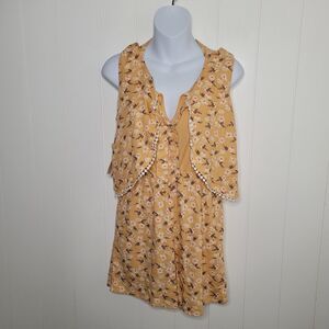 Takara Girls Romper Size Large Yellow Ditsy Floral Summer New